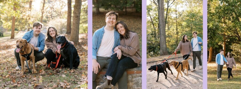 Pictures of Allison, her husband Nathan, and their two dogs.